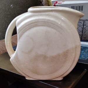 Vintage Cream Ceramic Round Pitcher - Classic Home Art